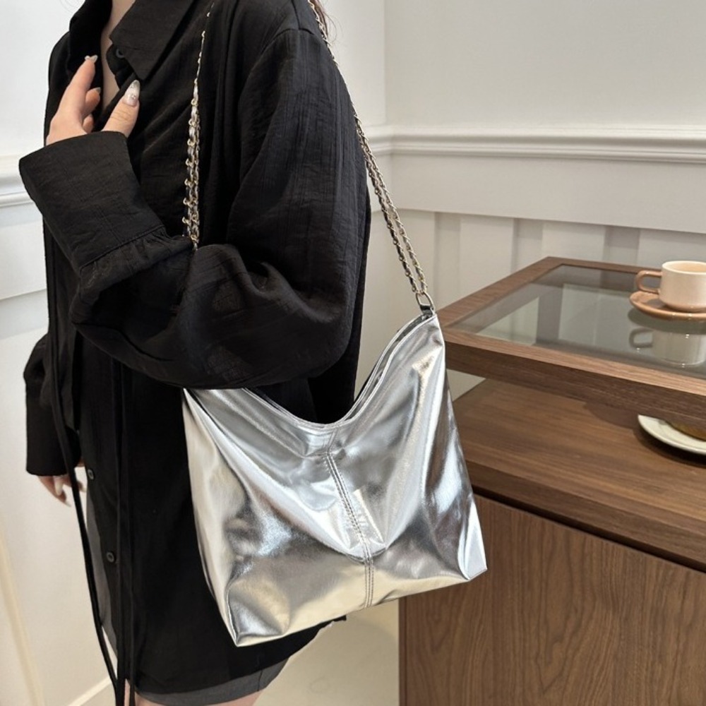 Leatherwork Wallet - Retro Shiny PU Leather Tote Bag