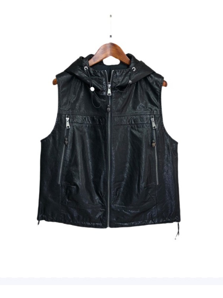 Work Ladies Casual Genuine Lea - Leather Work Jacket With Hood review and price