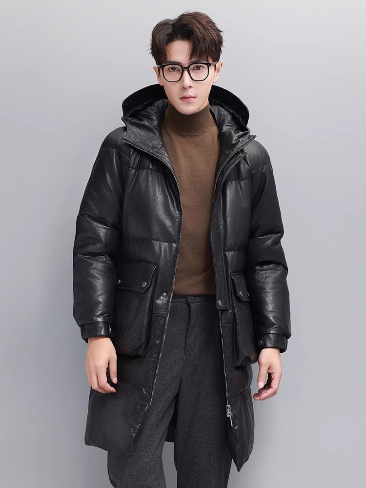 Winter Mens Warm Goose Down Ja - Leather Work Jacket With Hood review and price