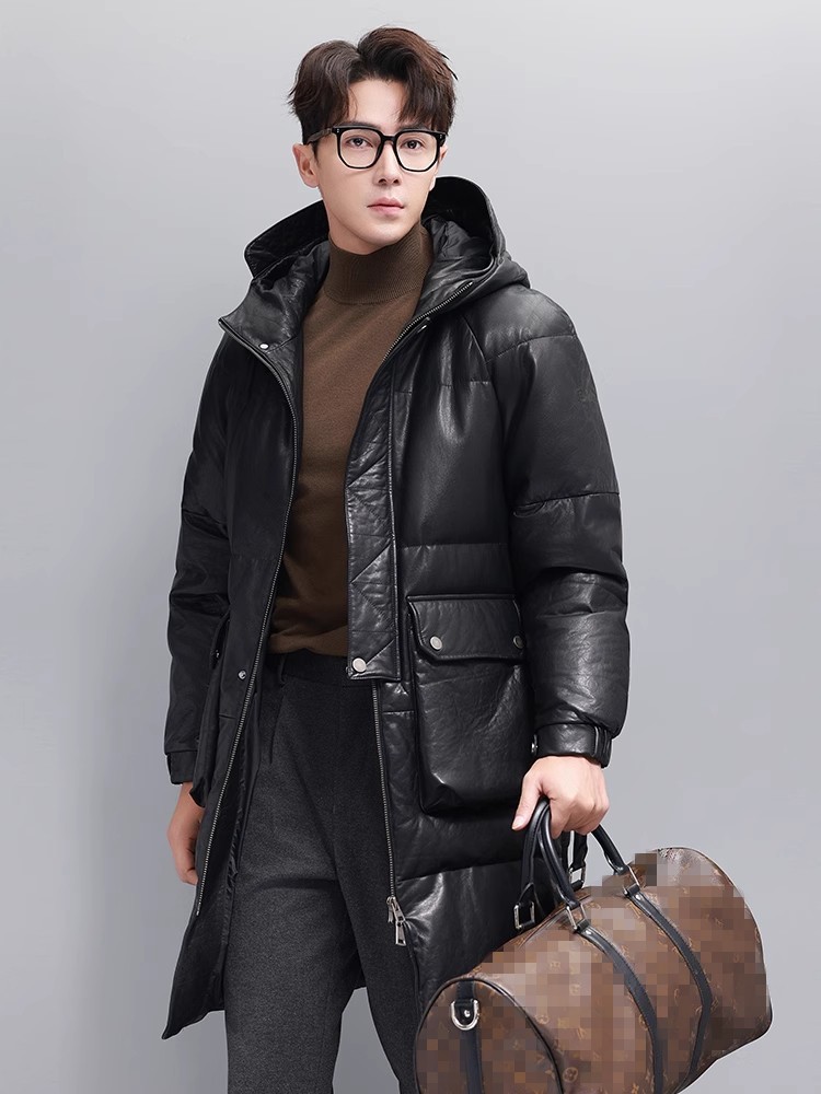 Winter Mens Warm Goose Down Ja - Leather Work Jacket With Hood review and price