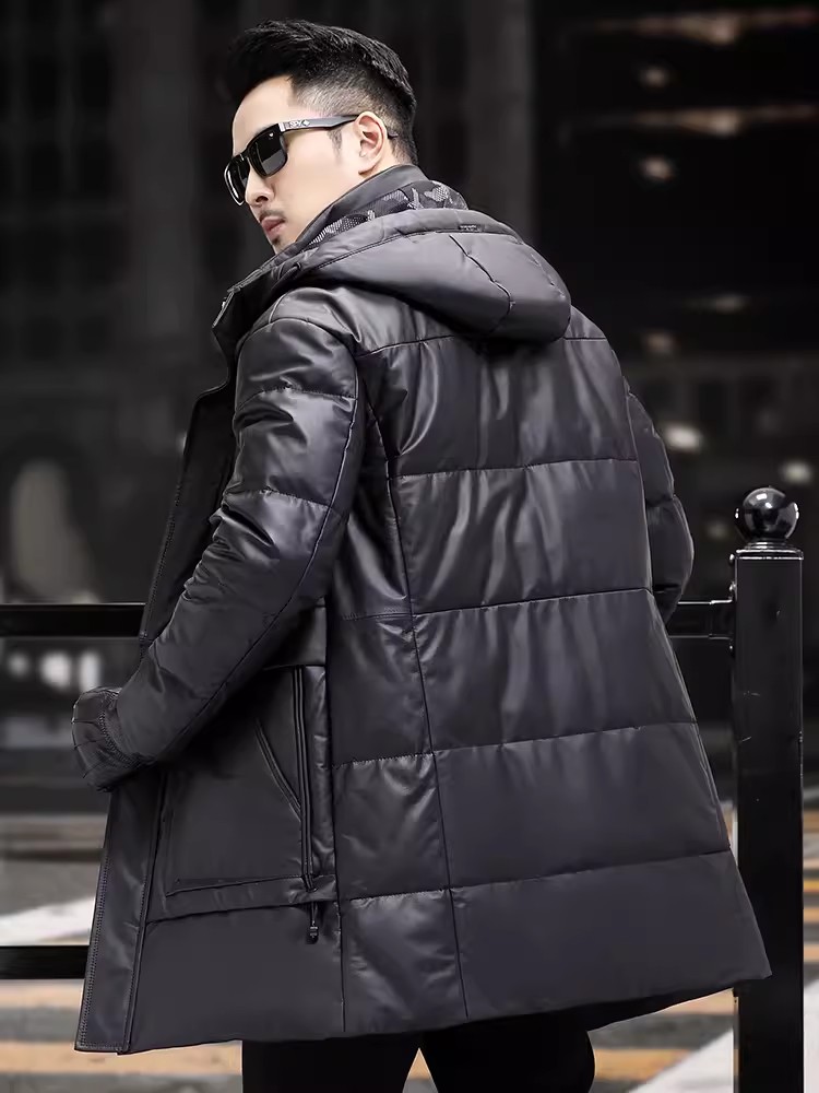 Winter Mens Thick Warm White G - Leather Work Jacket With Hood review and price