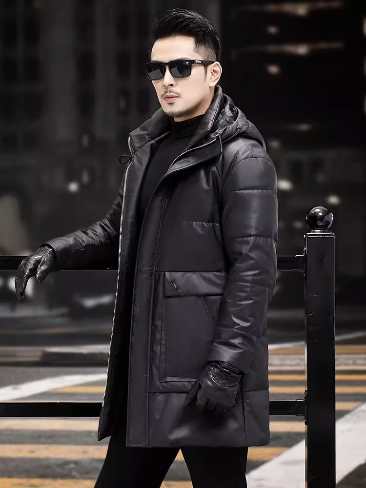 Winter Mens Thick Warm White G - Leather Work Jacket With Hood review and price