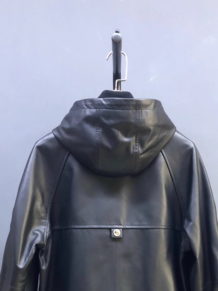 Hot Sale Autumn Women Natural  - Leather Work Jacket With Hood review and price