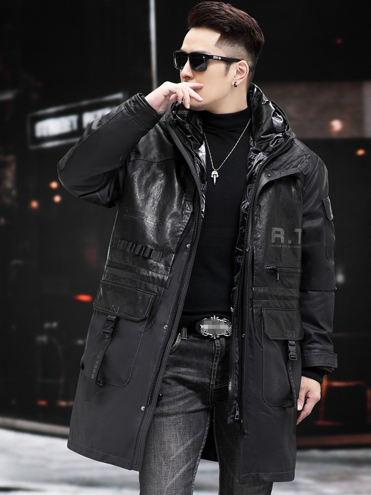 Winter Genuine Leather Coat Me - Leather Work Jacket With Hood review and price