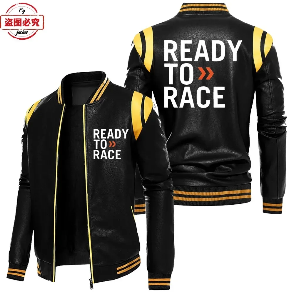 Ready To Race Logo Printed Off - Leather Work Jacket With Hood review and price