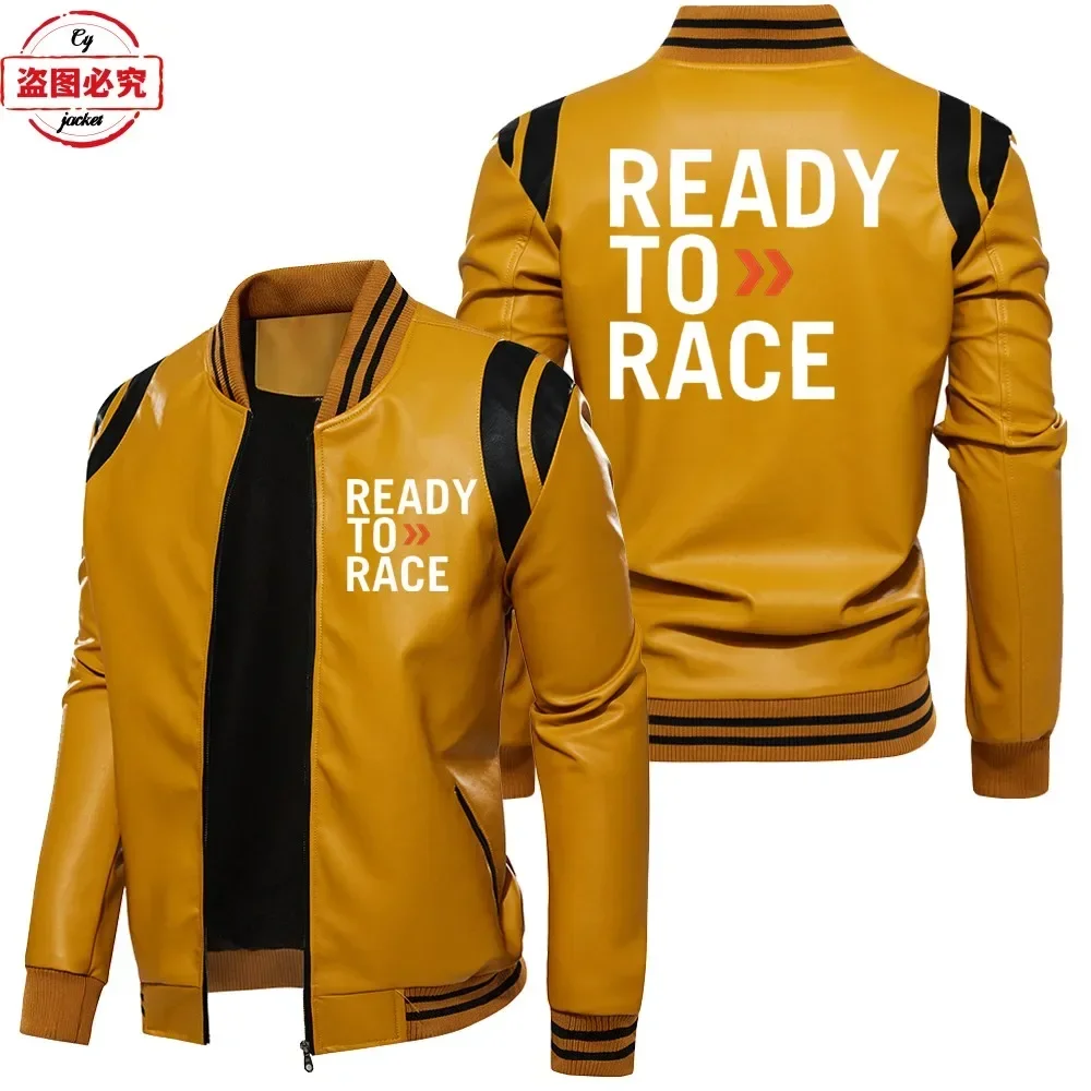 Ready To Race Logo Printed Off - Leather Work Jacket With Hood review and price