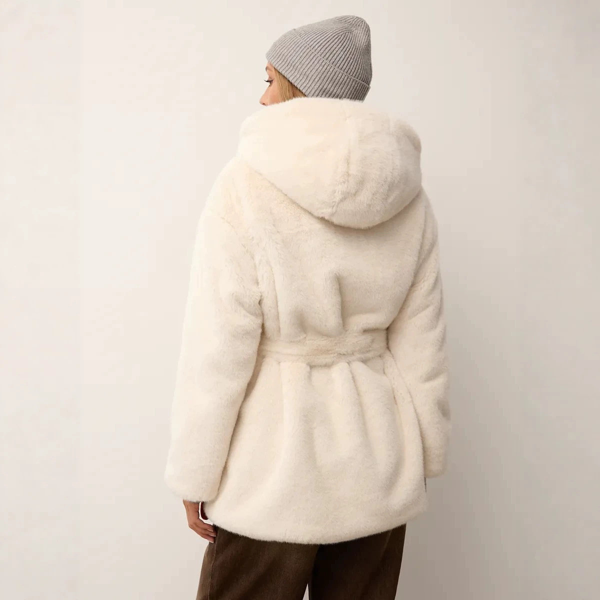 Hooded Faux Fur Women Coats Ja - Leather Work Jacket With Hood review and price