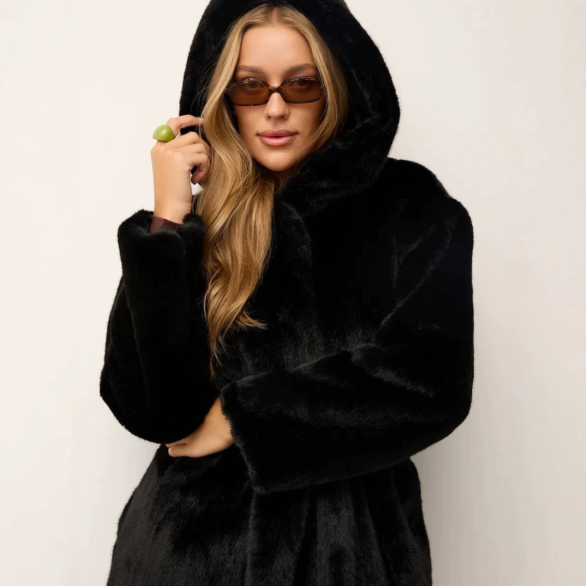 Hooded Faux Fur Women Coats Ja - Leather Work Jacket With Hood review and price